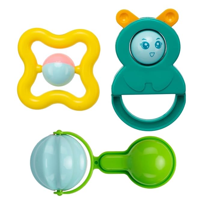 3-Piece Baby Rattle Set – Soft, Safe & Non-Toxic Rattles for Teething, Grasping & Sensory Play