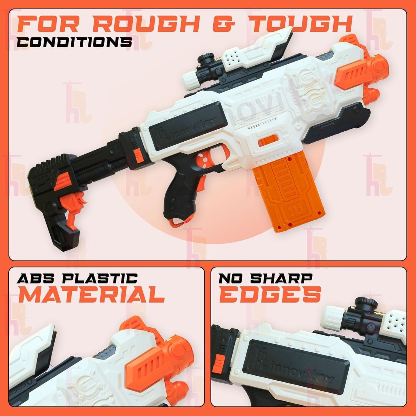 DN Toys 60cm Alpha Striker Motorized Foam Blaster – Battery-Powered Toy Gun with 20 Soft Darts & Scope | Long-Range, High-Performance Shooting for Kids 8+ | Ultimate Action & Adventure Play