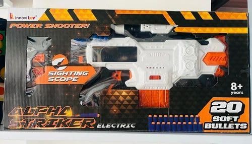 DN Toys 60cm Alpha Striker Motorized Foam Blaster – Battery-Powered Toy Gun with 20 Soft Darts & Scope | Long-Range, High-Performance Shooting for Kids 8+ | Ultimate Action & Adventure Play