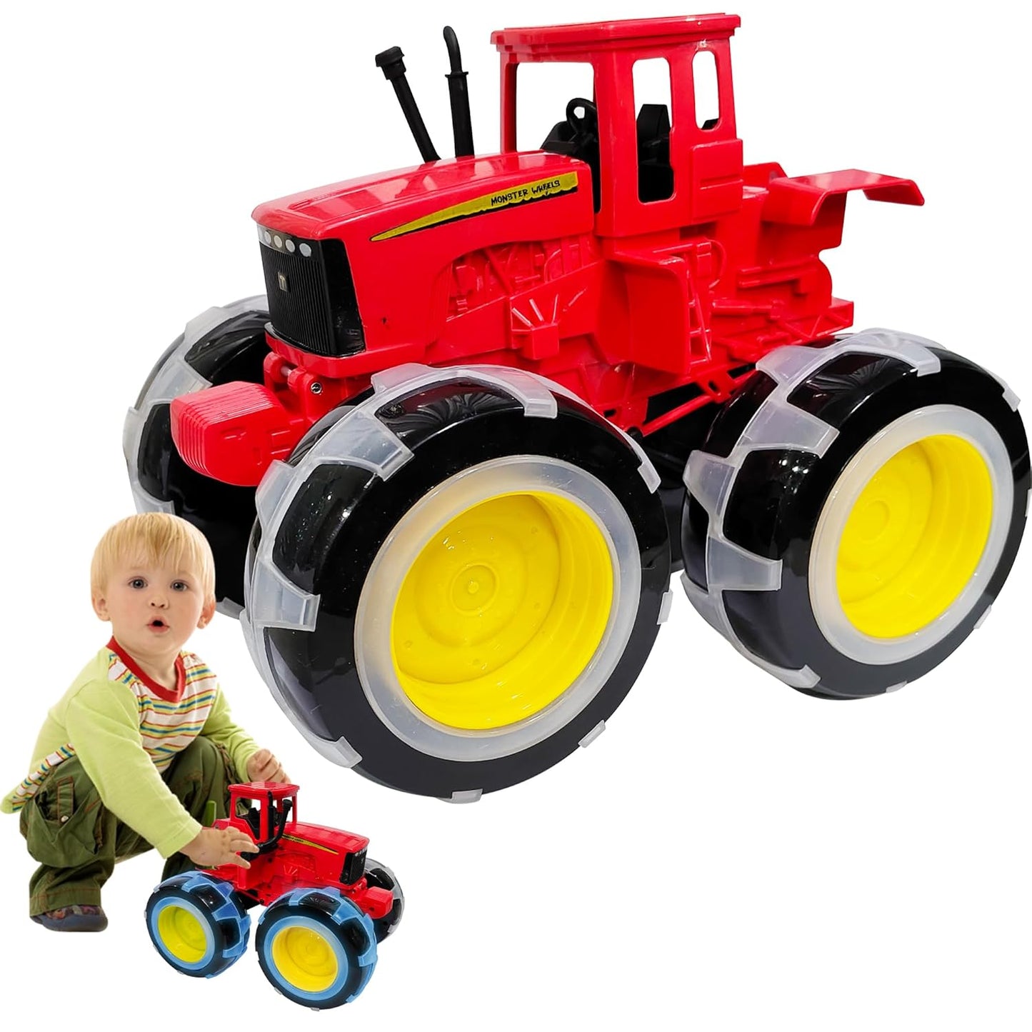 DN TOYS Monster Treads Deluxe Flashing LED Wheels Lightning Tractor | Friction-Powered Small Size Monster Truck | Kids Toy for Boys and Girls - Ages 3 and Up