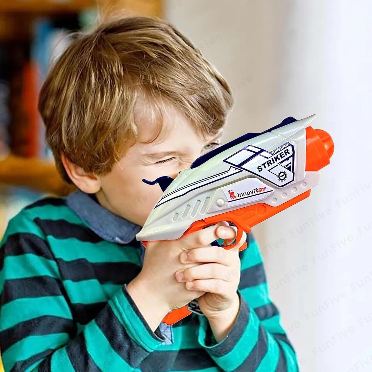 DN TOYS Inferno Striker – High-Speed Soft Bullet Blaster Toy | Manual Foam Dart Gun with 20 Safe Foam Bullets | Action Toy for Kids