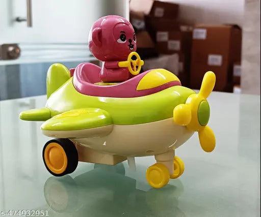 DN TOYS Pet Jet Go Friction-Powered Airplane Toys for 18+ Months | Interactive Lights and Sounds Press and Go Toy Set | Friction Powered Vehicles Jet for Babies and Kids (Assorted)