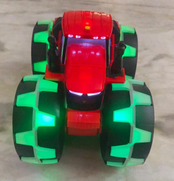 DN TOYS Monster Treads Deluxe Flashing LED Wheels Lightning Tractor | Friction-Powered Big Size Monster Truck | Kids Toy for Boys and Girls - Ages 3 and Up