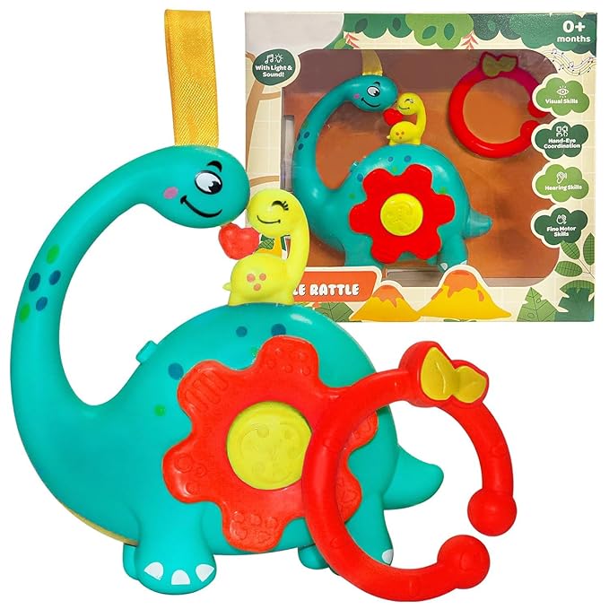 Musical Cradle Rattle for Newborns – Light-Up Baby Toy with Clip, Loop & 4 Rhymes | BPA-Free Sensory Toy for Crib, Stroller & Car Seat | Perfect for Babies 0-6 Months ASIN